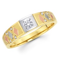 14K 3 Tri-color Gold Round-cut Diamond Women's Wedding Ring Band (0.13 CTW., G-H Color, SI1-2 Clarity) - Size 6.5 14K 3 Tri-color Gold Round-cut Diamond Women's Wedding Ring Band (0.13 CTW., G-H Color, SI1-2 Clarity) - Size 6.5