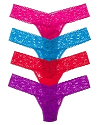 A soft stretchy lace low-rise thong with a thick signature lace waistband in new fashion colors! Style #4911 A soft stretchy lace low-rise thong with a thick signature lace waistband in new fashion colors! Style #4911