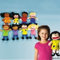 Plush Happy Kids Hand Puppets Set - 8 pc - Multi Ethnical Collection Plush Happy Kids Hand Puppets Set - 8 pc - Multi Ethnical Collection