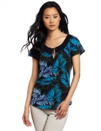 Lucky Brand Women's Thalia Palm Short Sleeve Top Lucky Brand Women's Thalia Palm Short Sleeve Top
