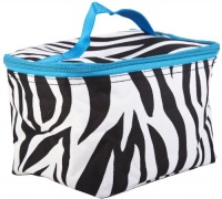 Cute! Cosmetic Makeup Bag Case Zebra Print Blue Trim Small Cute! Cosmetic Makeup Bag Case Zebra Print Blue Trim Small