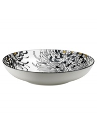 Bold florals inspired by 19th century Japanese textiles spring from the Chrysanthemum pasta bowl of this set of striking, graphic and stylish dinnerware. The dishes feature a bouquet of cream, charcoal and gold on everyday fine china that offers the cool, modern look and unparalleled durability of Denby. Bold florals inspired by 19th century Japanese textiles spring from the Chrysanthemum pasta bowl of this set of striking, graphic and stylish dinnerware. The dishes feature a bouquet of cream, charcoal and gold on everyday fine china that offers the cool, modern look and unparalleled durability of Denby.