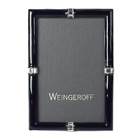 Sparkling hand-set baguette Swarovski® crystals perfectly counter the ebony lacquer border of this striking Weingeroff frame. Inspired by the glamour of Hollywood couture, it was created by hand in the company's 4th-generation Rhode Island workshop. Sparkling hand-set baguette Swarovski® crystals perfectly counter the ebony lacquer border of this striking Weingeroff frame. Inspired by the glamour of Hollywood couture, it was created by hand in the company's 4th-generation Rhode Island workshop.