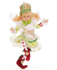 Enter the enchanting world of Mark Roberts with the Candymint Pixie figurine, featuring a ruffled dress with elements of shimmering gold and green tinsel. Bend the arms and legs to make her sit, stand and dance! Enter the enchanting world of Mark Roberts with the Candymint Pixie figurine, featuring a ruffled dress with elements of shimmering gold and green tinsel. Bend the arms and legs to make her sit, stand and dance!