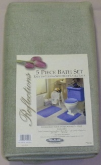 5 PIECE SAGE GREEN BATHROOM RUG SET, INCLUDES AREA RUG, CONTOUR RUG, LID COVER AND TANK SET - COLOR: SAGE GREEN 5 PIECE SAGE GREEN BATHROOM RUG SET, INCLUDES AREA RUG, CONTOUR RUG, LID COVER AND TANK SET - COLOR: SAGE GREEN