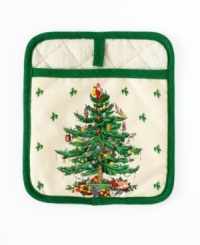 The secret ingredient to making perfect Christmas cookies! Whether it's a gift for grandma or a just because for you, the beautiful tree design on this cotton pot holder will help get the cook in the Christmas spirit. The secret ingredient to making perfect Christmas cookies! Whether it's a gift for grandma or a just because for you, the beautiful tree design on this cotton pot holder will help get the cook in the Christmas spirit.