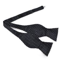 TopTie Mens Self-Tie Bow Tie - Black & White Polka Dots