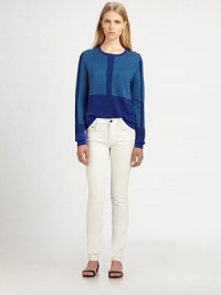Crisp, colorful stripes in a geometric pattern define this fine-knit silk design.CrewneckLeft shoulder buttonsLong sleevesRib-knit cuffs and hemSilkDry cleanImportedModel shown is 5'11 (180cm) wearing US size Small. Crisp, colorful stripes in a geometric pattern define this fine-knit silk design.CrewneckLeft shoulder buttonsLong sleevesRib-knit cuffs and hemSilkDry cleanImportedModel shown is 5'11 (180cm) wearing US size Small.