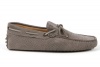 Tod's Mens Shoes Grey Leather Gommino Front Tie Moccasins