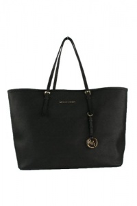 Michael Kors Jet Set Large MD Travel Tote Black Leather Michael Kors Jet Set Large MD Travel Tote Black Leather