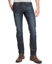 Fitted through the thigh and leg, the slim silhouette on these 121 Heritage jeans from Lucky Brand streamlines your look. Fitted through the thigh and leg, the slim silhouette on these 121 Heritage jeans from Lucky Brand streamlines your look.