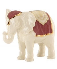 Finely detailed, this Nativity Elephant from Lenox is crafted of porcelain with an engraved red blanket upon his back, trimmed in gold. Finely detailed, this Nativity Elephant from Lenox is crafted of porcelain with an engraved red blanket upon his back, trimmed in gold.