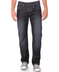 Buffalo David Bitton pulls off the impossible: Making jeans that look right for this season out of denim that looks like you've been wearing it forever. Here, Driven jeans in flattering straight fit in cotton twill with a rubbed and worked finish. Buffalo David Bitton pulls off the impossible: Making jeans that look right for this season out of denim that looks like you've been wearing it forever. Here, Driven jeans in flattering straight fit in cotton twill with a rubbed and worked finish.
