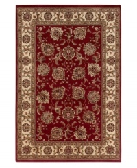 Inspired by classic Persian art and culture, this rug features an arresting color palette of burnt red and neutral hues and a beautiful, curvilinear floral pattern. Easy-care polypropylene ensures durability. Inspired by classic Persian art and culture, this rug features an arresting color palette of burnt red and neutral hues and a beautiful, curvilinear floral pattern. Easy-care polypropylene ensures durability.