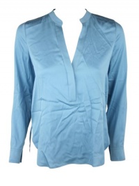 Vince Womens Light Blue Hidden Button Silk Blend V Hi Low Blouse Top 6 Vince Womens Light Blue Hidden Button Silk Blend V Hi Low Blouse Top 6
