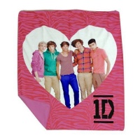 One Direction Pink Zebra Throw - Features 1D in a Heart One Direction Pink Zebra Throw - Features 1D in a Heart