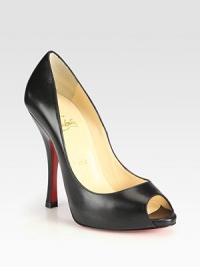 A tall, sculpted heel lifts this peep toe design of fine Italian leather with a hint of sheen. Self-covered heel, 4¾ (120mm)Hidden platform, ½ (15mm)Compares to a 4¼ heel (110mm)Leather upperPeep toeLeather liningSignature red leather solePadded insoleMade in Italy A tall, sculpted heel lifts this peep toe design of fine Italian leather with a hint of sheen. Self-covered heel, 4¾ (120mm)Hidden platform, ½ (15mm)Compares to a 4¼ heel (110mm)Leather upperPeep toeLeather liningSignature red leather solePadded insoleMade in Italy