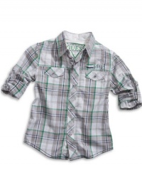 GUESS Kids Boys Big Boy Vagrant Plaid Shirt, PLAID (8/10) GUESS Kids Boys Big Boy Vagrant Plaid Shirt, PLAID (8/10)