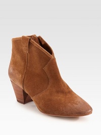 Finished with an exposed side zipper, intricate stitching and a low-cut vamp add Western inspiration to this suede ankle boot. Stacked heel, 2½ (65mm)Suede upperSide zipperLeather lining and solePadded insoleImported Finished with an exposed side zipper, intricate stitching and a low-cut vamp add Western inspiration to this suede ankle boot. Stacked heel, 2½ (65mm)Suede upperSide zipperLeather lining and solePadded insoleImported