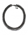 Alfani Necklace, 16 Hematite-Tone Curb Chain, Rhinestone, and Silver Cord Woven Necklace