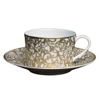 The very intricate design found on this pattern is directly inspired by the decorative motifs of the Rensaissance. This is evident on the metalwork and flatware pieces with engraved handles that were produced during that period in Toledo, Spain. This inspiration is picked up again in the plant-related theme of the design: leaves, vines and flowers interweave and form volutes, a characteristic ornamental motif of that period, created by spiraling scrolls and whorls. The very intricate design found on this pattern is directly inspired by the decorative motifs of the Rensaissance. This is evident on the metalwork and flatware pieces with engraved handles that were produced during that period in Toledo, Spain. This inspiration is picked up again in the plant-related theme of the design: leaves, vines and flowers interweave and form volutes, a characteristic ornamental motif of that period, created by spiraling scrolls and whorls.