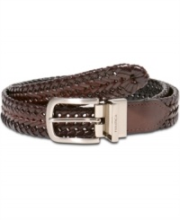 Add a touch of texture at the waist with a versatile, braided-leather belt from Nautica that reverses from brown to black. Add a touch of texture at the waist with a versatile, braided-leather belt from Nautica that reverses from brown to black.