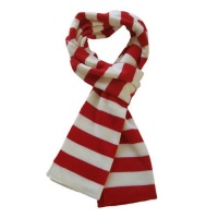 TrendsBlue Soft Knit Striped Scarf - Red & White TrendsBlue Soft Knit Striped Scarf - Red & White