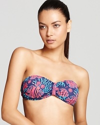 A bright tropical print adds festive flavor to Lily Pulitzer's bandeau bikini top.
