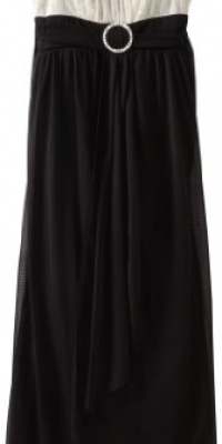 Ruby Rox Kids Girls 7-16 Sequin Top Maxi Dress With Drape Front, Black/Ivory, X-Large Ruby Rox Kids Girls 7-16 Sequin Top Maxi Dress With Drape Front, Black/Ivory, X-Large
