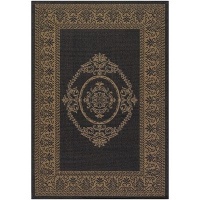 Couristan 1078/3115 Recife Antique Medallion/Black-Cocoa 8-Feet 6-Inch Square Rug