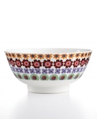 Go mod for this richly patterned Inside-Out bowl, featuring four rows of retro blooms in sturdy, everyday porcelain. (Clearance) Go mod for this richly patterned Inside-Out bowl, featuring four rows of retro blooms in sturdy, everyday porcelain. (Clearance)