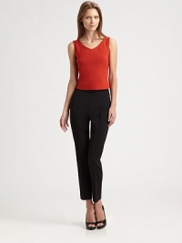 Finespun stretch jersey, for the perfect layering piece.V necklineSleevelessBust dartsConcealed back zipperViscose/polyamide/elastaneDry cleanImported of Italian fabricModel shown is 5'10 (177cm) wearing US size 4. Finespun stretch jersey, for the perfect layering piece.V necklineSleevelessBust dartsConcealed back zipperViscose/polyamide/elastaneDry cleanImported of Italian fabricModel shown is 5'10 (177cm) wearing US size 4.