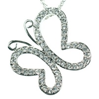 Crystal Butterfly Silver-Tone Pendant Necklace: Made With Swarovski Elements Crystal Butterfly Silver-Tone Pendant Necklace: Made With Swarovski Elements