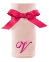 Princess Linens Embroidered Pink Initial Cotton Knit Blanket, V