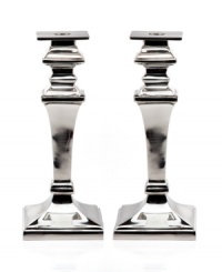 Dim the lights and elevate the room. Rendered in pure aluminum, Godinger's Square candlesticks decorate elegant spaces with classic sophistication. Dim the lights and elevate the room. Rendered in pure aluminum, Godinger's Square candlesticks decorate elegant spaces with classic sophistication.