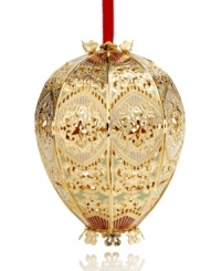 A good egg. Exquisitely cut and carved, this incredible ChemArt ornament is the essence of holiday splendor in gold-plated brass. A good egg. Exquisitely cut and carved, this incredible ChemArt ornament is the essence of holiday splendor in gold-plated brass.