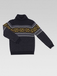 Cozy wool knit crafted in a classic turtleneck silhouette with GG nordic jacquard pattern.TurtleneckLong sleevesPullover styleWoolDry cleanMade in Italy Cozy wool knit crafted in a classic turtleneck silhouette with GG nordic jacquard pattern.TurtleneckLong sleevesPullover styleWoolDry cleanMade in Italy