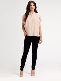 A billowy silk blouse is defined by a pleated bodice and cuffed sleeves in a button-front design.Round necklineShort cuffed sleevesButton-frontPleated bodiceAbout 25 from shoulder to hemWoven silkDry cleanImportedModel shown is 5'10 (177cm) wearing US size Small. A billowy silk blouse is defined by a pleated bodice and cuffed sleeves in a button-front design.Round necklineShort cuffed sleevesButton-frontPleated bodiceAbout 25 from shoulder to hemWoven silkDry cleanImportedModel shown is 5'10 (177cm) wearing US size Small.