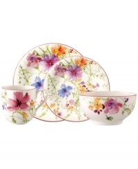 Prolong spring with the lively florals of Villeroy & Boch's Mariefleur place setting. Splashy colors adorn premium white porcelain edged in red and designed for everyday dining. Mix and match with New Cottage dinnerware. Prolong spring with the lively florals of Villeroy & Boch's Mariefleur place setting. Splashy colors adorn premium white porcelain edged in red and designed for everyday dining. Mix and match with New Cottage dinnerware.