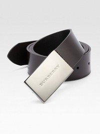 A signature, logo engraved buckle accents this polished accessory of smooth Italian leather.LeatherAbout 2 wide Made in Italy A signature, logo engraved buckle accents this polished accessory of smooth Italian leather.LeatherAbout 2 wide Made in Italy