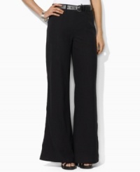 Lauren by Ralph Lauren's chic wide-leg petite pant is infused with nautical inspiration and finished with anchor-embossed buttons at the hip. Lauren by Ralph Lauren's chic wide-leg petite pant is infused with nautical inspiration and finished with anchor-embossed buttons at the hip.