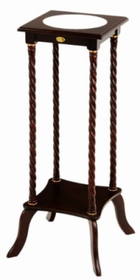 Frenchi Home Furnishing Flower Stand With Ceramic Top Cherry Finish Frenchi Home Furnishing Flower Stand With Ceramic Top Cherry Finish
