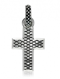 Sterling Silver 925 Small Bold Metal Snake Skin Wide Cross Pendant, 0.75 Inches