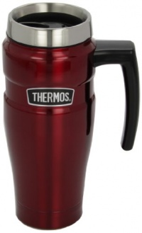 Thermos Stainless King 16-Ounce Leak-Proof Travel Mug with Handle, Cranberry Thermos Stainless King 16-Ounce Leak-Proof Travel Mug with Handle, Cranberry