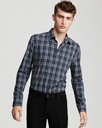 Check this one off your list: the sleek, slim fit check shirt crafted in crisp cotton. Check this one off your list: the sleek, slim fit check shirt crafted in crisp cotton.