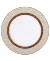 Noritake makes any occasion memorable with the opulent Odessa Gold accent plate. Wide bands of etched gold and pale gray with delicate blooms adorn classic bone china. Noritake makes any occasion memorable with the opulent Odessa Gold accent plate. Wide bands of etched gold and pale gray with delicate blooms adorn classic bone china.