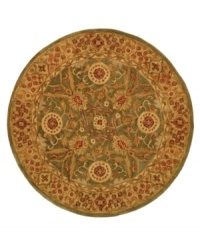 The Safavieh Anatolia Collection marries Old World sophistication and design with the finest modern quality. These exquisite rugs captures the authentic look and feel of those made in late-nineteenth-century Turkey. Hand-spun wool and an ancient pot-dyeing technique, together with a densely woven thick pile, give the rugs their authentic finish. The sage Anatolia features a warm, mossy green ground with a subtle red and gold flower pattern. Durable cotton backing is easy on floors. The Safavieh Anatolia Collection marries Old World sophistication and design with the finest modern quality. These exquisite rugs captures the authentic look and feel of those made in late-nineteenth-century Turkey. Hand-spun wool and an ancient pot-dyeing technique, together with a densely woven thick pile, give the rugs their authentic finish. The sage Anatolia features a warm, mossy green ground with a subtle red and gold flower pattern. Durable cotton backing is easy on floors.