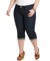 Featuring a tilted rise for fuller coverage, Levi's plus size capri jeans are basics for your spring wardrobe-- pair them with the season's latest tanks and tees! Featuring a tilted rise for fuller coverage, Levi's plus size capri jeans are basics for your spring wardrobe-- pair them with the season's latest tanks and tees!