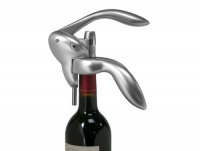 Metrokane Houdini Lever Style Corkscrew with Foil Cutter-Silver