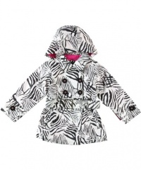 Hawke & Co. Zebra Wild Raincoat (Sizes 7 - 16) - black/white, 16 Hawke & Co. Zebra Wild Raincoat (Sizes 7 - 16) - black/white, 16
